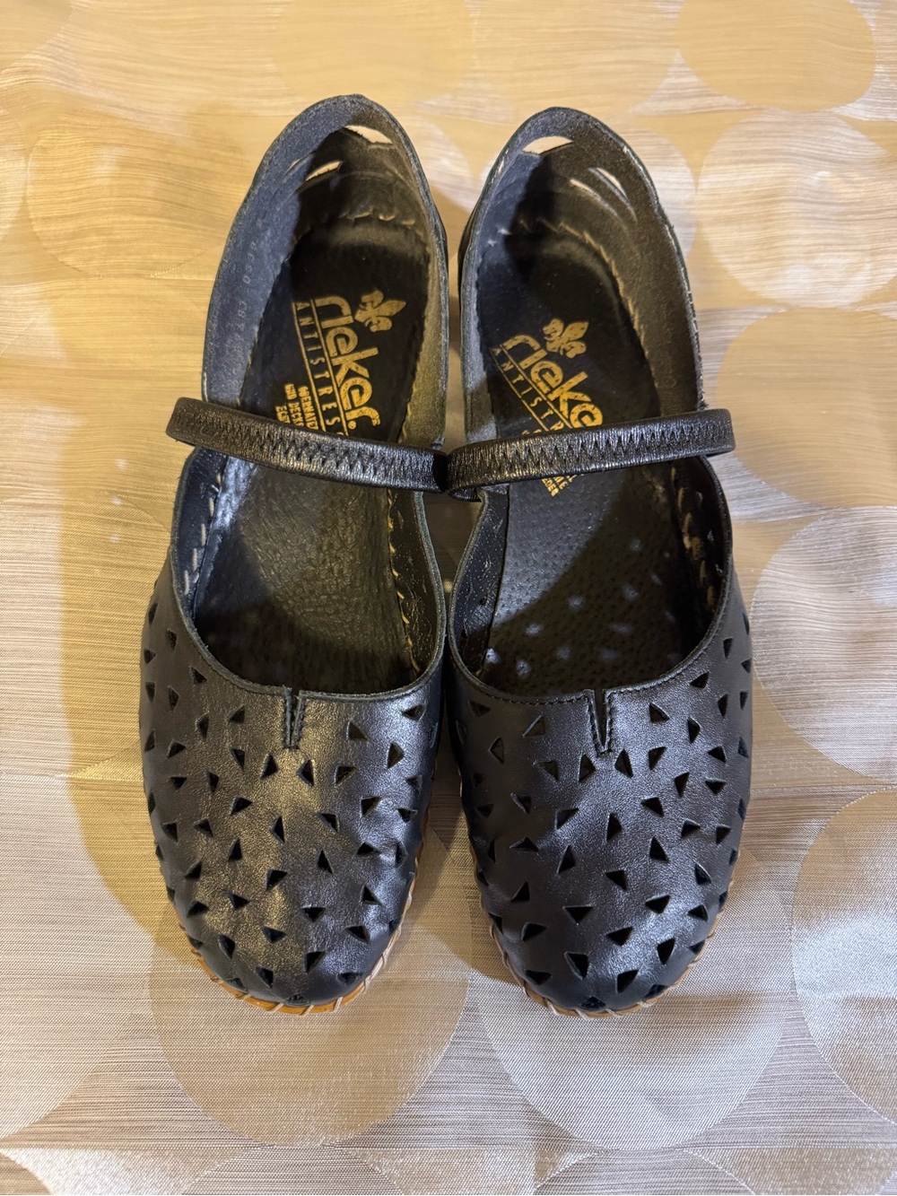 Rieker Black Cutout Mary Jane Flats